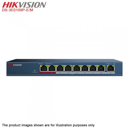 HIKVISION DS-3E0109P-E/M 9 x 10/100 Base-TX Ethernet RJ45 Unmanaged PoE Switch
